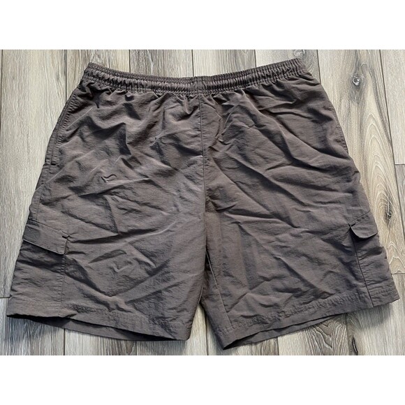 Reebok Athletic Cargo Brown Shorts 100% Nylon Drawstring Mens Size Large - Picture 2 of 10